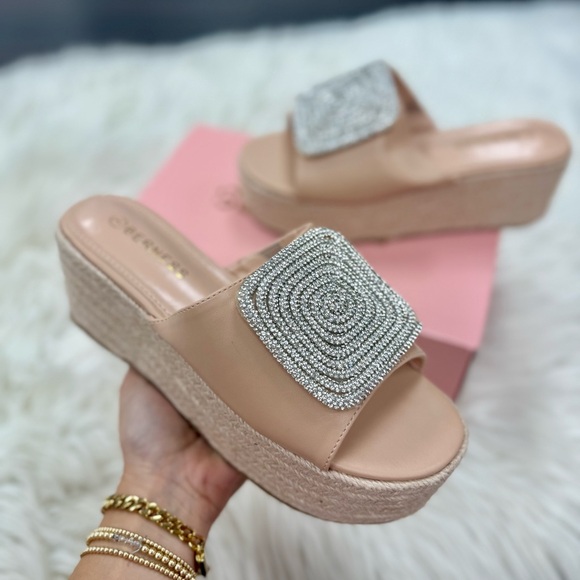 Beige Platform Rhinestone Sandal - Picture 5 of 6